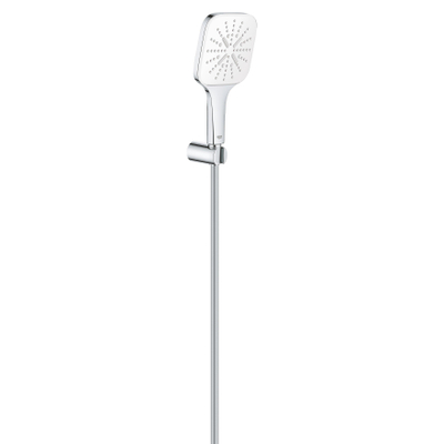 GROHE Rainshower SmartActive 130 Cube Handdoucheset - 3 straalsoorten - vierkant - met houder - gladde slang - 150cm - chroom/moon white