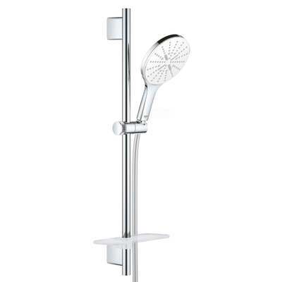 GROHE Rainshower Smartactive 150 Glijstangset - 60cm - ronde handdouche - 3 straalsoorten - gladde doucheslang - met zeepschaal - chroom/moon white