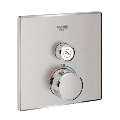 Grohe Grohtherm SmartControl Inbouwthermostaat - 2 knoppen - vierkant - supersteel