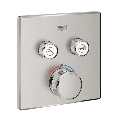 Grohe Grohtherm SmartControl Inbouwthermostaat - 3 knoppen - vierkant - supersteel