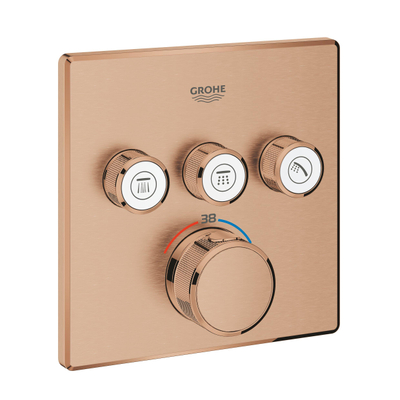 Grohe Grohtherm SmartControl Inbouwthermostaat - 4 knoppen - vierkant - brushed warm sunset TWEEDEKANS