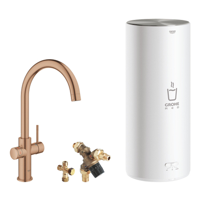 GROHE Red Keukenkraan - hoog - c uitloop - met l size boiler - warm sunset geborsteld