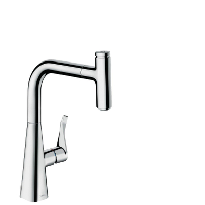 Hansgrohe Metris Select keukenkraan 240 met uittrekbare 150° draaibare uitloop m. Select knop v. pauzefunctie chroom