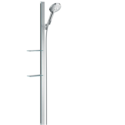 Hansgrohe Raindance Select S Unica`E glijstangset m. Raindance Select S 120 3jet handdouche met zeepschaal 150cm m. Isiflex`B doucheslang 160cm chroom