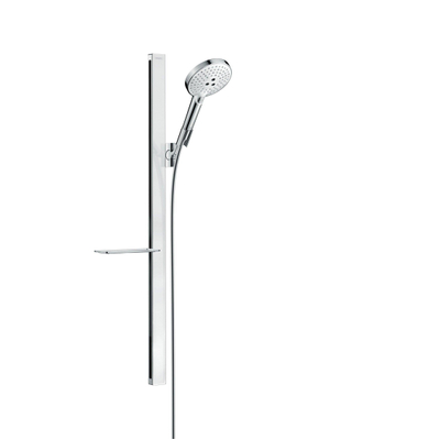 Hansgrohe Raindance Select S Unica`E glijstangset m. Raindance Select S 120 3jet handdouche met zeepschaal 90cm m. Isiflex`B doucheslang 160cm wit/chroom