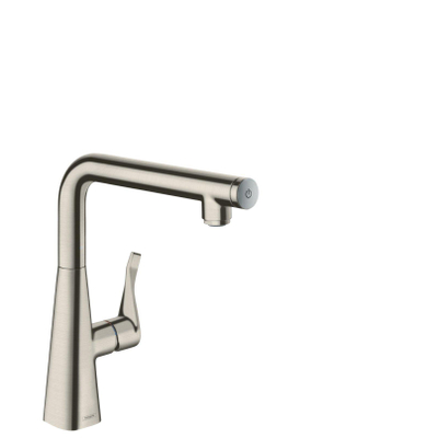 Hansgrohe Metris Select keukenkraan 260 met instelbaar draaibereik uitloop 110°,150° of 360° m. Select knop v. pauzefunctie RVS look