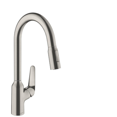 Hansgrohe M42 M4216-H220 1-gats keukenkraan m. uittrekbare handdouche m. 360° draaibare uitloop RVS