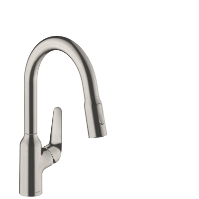 Hansgrohe M42 M429-H180 1-gats keukenkraan m. uittrekbare handdouche m. 360° draaibare uitloop RVS