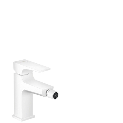 Hansgrohe Metropol 1-gats bidetkraan 100 met push open waste met voorsprong uitloop 12.9cm mat wit