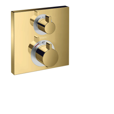 Hansgrohe Ecostat Square afbouwdeel v. inbouw thermostaat m. stop- en omstelkraan polished gold