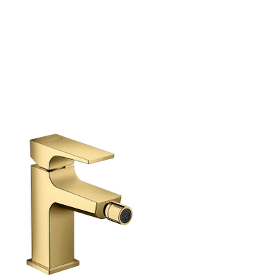 Hansgrohe Metropol 1-gats bidetkraan 100 met push open waste met voorsprong uitloop 12.9cm polished gold
