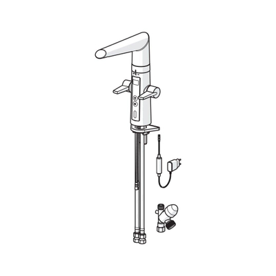 Hansa Hansafit elektronische keukenkraan met infrarood 230V met elektr. stopkraan voor vaatwasser met 120° draaib. uitloop 19.3cm met 2 flex.drukslang chroom