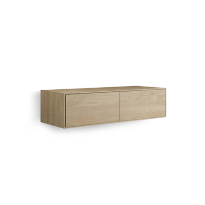 Looox Wood collection Wood wastafelonderbouwkast m. 2 laden 120x30x46cm eiken - old grey