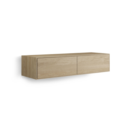 Looox Wood collection Wood wastafelonderbouwkast m. 2 laden 140x30x46cm eiken - old grey - beschadigd - OUTLET UDEN