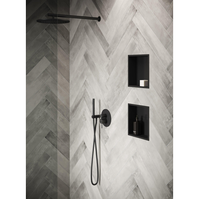 Looox BoX nis - 30X30X7cm - inbouw - met flens - zwart mat