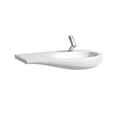 Laufen Alessi One meubelwastafel 90x50x16.5cm zonder kraangat waskom rechts. aflegruimte links incl. afvoerplug keramiek lcc-wit