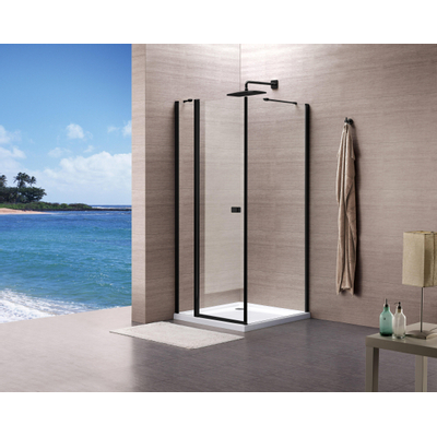 Royal plaza Hendra draaideur 90x195cm vast segment helder glas met clean coating matzwart profiel