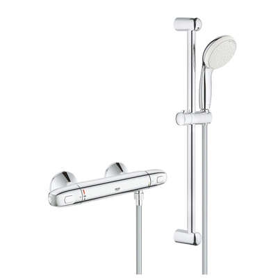 GROHE Grohtherm 1000 Thermostatische douchemengkraan 1/2" met douchegarnituur hoh 15cm met koppelingen chroom