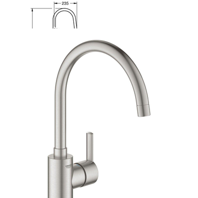 GROHE Feel Keukenkraan - hoog - supersteel geborsteld