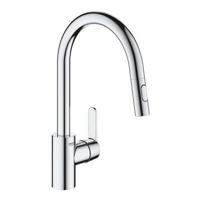 Grohe Get1-gats keukenkraan m. hoge draaibare uitloop m. handdouchevoorsprong 22.3cmchroom
