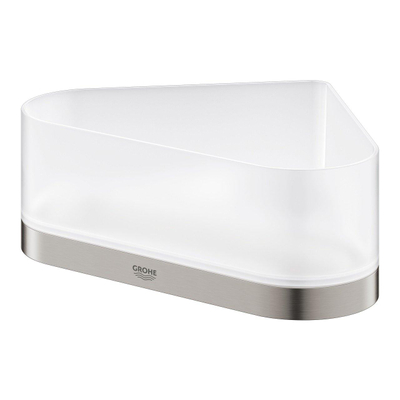 GROHE Selection Douchetray - 17x17x20x8.5cm - hoekmodel - wandmontage - supersteel/mat glas