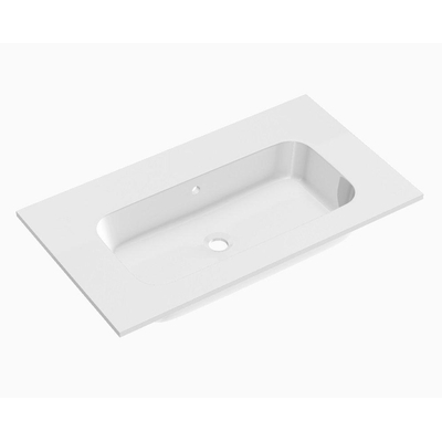 Royal Plaza Intent wastafel 100x45x1.5cm 0 kraangaten 1 wasbak wit mat solid surface