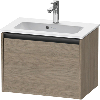 Duravit Ketho 2 wastafelonderbouwkast met 1 lade 61x39x44cm met greep antraciet eiken terra mat