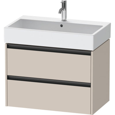 Duravit Ketho 2 wastafelonderbouwkast met 2 laden 78.4x46x54.9cm met grepen antraciet taupe mat