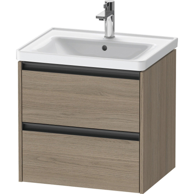 Duravit Ketho 2 Wastafelonderkast - 2 laden - 58.4x45.5x54.9cm - grepen antraciet - eiken terra mat