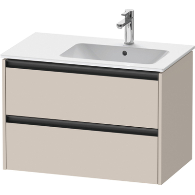 Duravit Ketho 2 wastafelonderbouwkast met 2 laden voor waskom rechts 81x48x54.9cm met grepen antraciet taupe mat