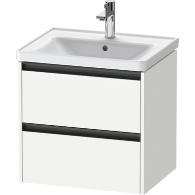 Duravit Ketho 2 Wastafelonderkast - 2 laden - 58.4x45.5x54.9cm - grepen antraciet - wit mat