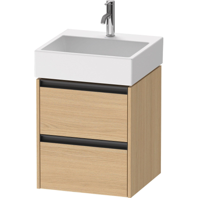 Duravit Ketho 2 wastafelonderbouwkast met 2 laden 48.4x46x54.9cm met grepen antraciet natuur eiken mat