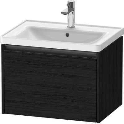 Duravit Ketho 2 wastafelonderbouwkast met 1 lade 63.4x45.5x44cm met greep antraciet eiken zwart mat