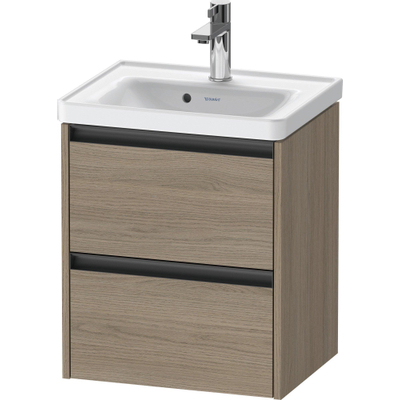 Duravit Ketho 2 wastafelonderbouwkast met 2 laden 48.4x37.5x54.9cm met grepen antraciet eiken terra mat