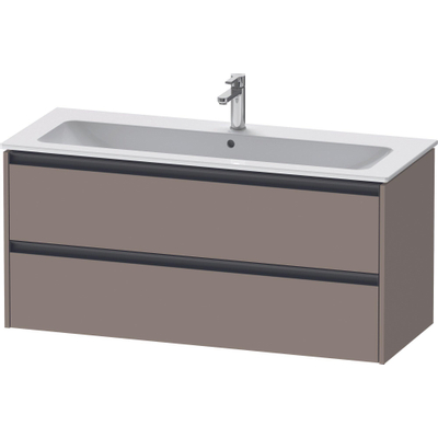 Duravit Ketho 2 wastafelonderbouwkast met 2 laden voor enkele wastafel 121x48x55cm met grepen antraciet basalt mat