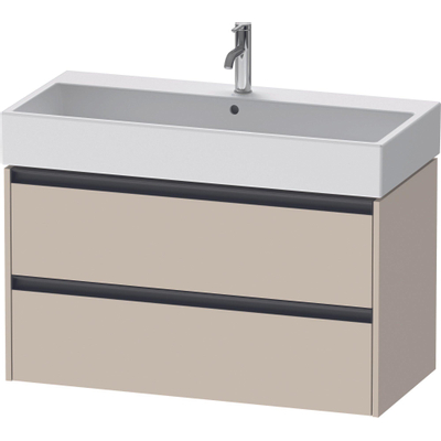 Duravit Ketho 2 wastafelonderbouwkast met 2 laden 98.4x46x54.9cm met grepen antraciet taupe supermat