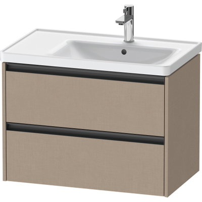 Duravit Ketho 2 wastafelonderbouwkast met 2 laden voor waskom rechts 78.4x45.5x54.9cm met grepen antraciet Linnen mat