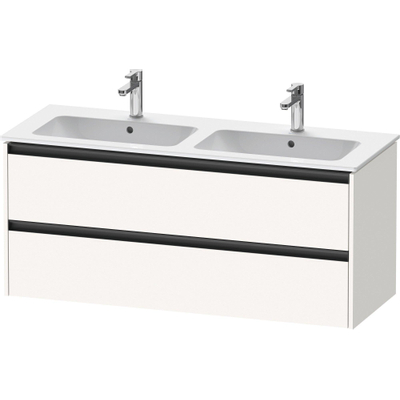 Duravit Ketho 2 wastafelonderbouwkast met 2 laden voor dubbele wastafel 128x48x55cm met grepen antraciet wit supermat