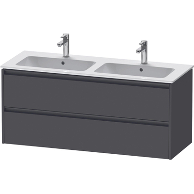 Duravit Ketho 2 wastafelonderbouwkast met 2 laden voor dubbele wastafel 128x48x55cm met grepen antraciet grafiet mat