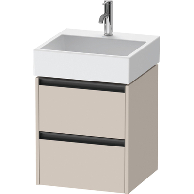 Duravit Ketho 2 wastafelonderbouwkast - 2 laden - 48.4x46x54.9cm - grepen antraciet - taupe mat