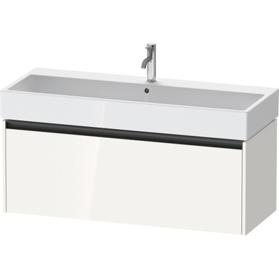 Duravit Ketho 2 wastafelonderbouwkast met 1 lade voor enkele wastafel 118.4x46x44cm met greep antraciet hoogglans wit