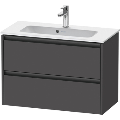 Duravit Ketho 2 wastafelonderbouwkast met 2 laden 81x39x54.9cm met grepen antraciet grafiet mat