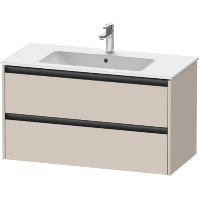 Duravit Ketho 2 wastafelonderbouwkast met 2 laden 101x48x55cm met grepen antraciet taupe mat