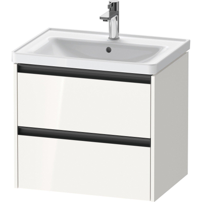 Duravit Ketho 2 wastafelonderbouwkast met 2 laden 63.4x45.5x54.9cm met grepen antraciet hoogglans wit