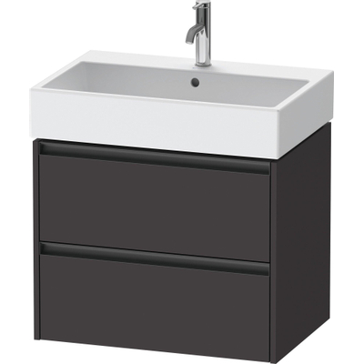 Duravit Ketho 2 wastafelonderbouwkast met 2 laden 68.4x46x54.9cm met grepen antraciet grafiet supermat