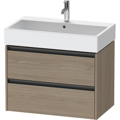 Duravit Ketho 2 wastafelonderbouwkast met 2 laden 78.4x46x54.9cm met grepen antraciet eiken terra mat