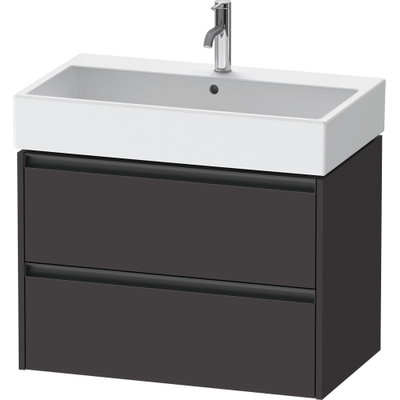 Duravit Ketho 2 wastafelonderbouwkast met 2 laden 78.4x46x54.9cm met grepen antraciet grafiet supermat