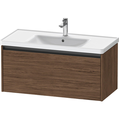 Duravit Ketho 2 wastafelonderbouwkast met 1 lade 98.4x45.5x44cm met greep antraciet donker noten mat