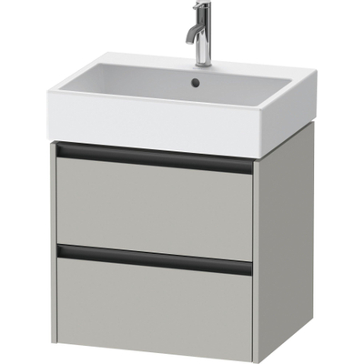 Duravit Ketho 2 wastafelonderbouwkast - 2 laden - 58.4x46x54.9cm - grepen antraciet - betongrijs mat