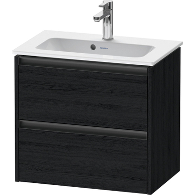 Duravit Ketho 2 wastafelonderbouwkast met 2 laden 61x39x54.9cm met grepen antraciet eiken zwart mat